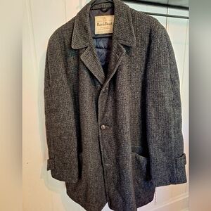 VINTAGE HARRIS TWEED Men's WOOL Pea Coat SCOTTISH size XL Very Good Condition